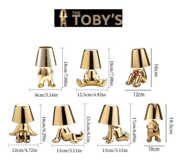 The Toby's verschillende maten - Gouden tafellampen